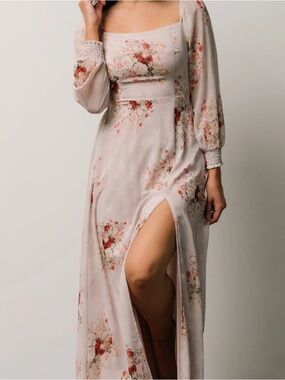 Baltic Born Giselle Maxi Dress vintage blush floral sheer chiffon long sleeves